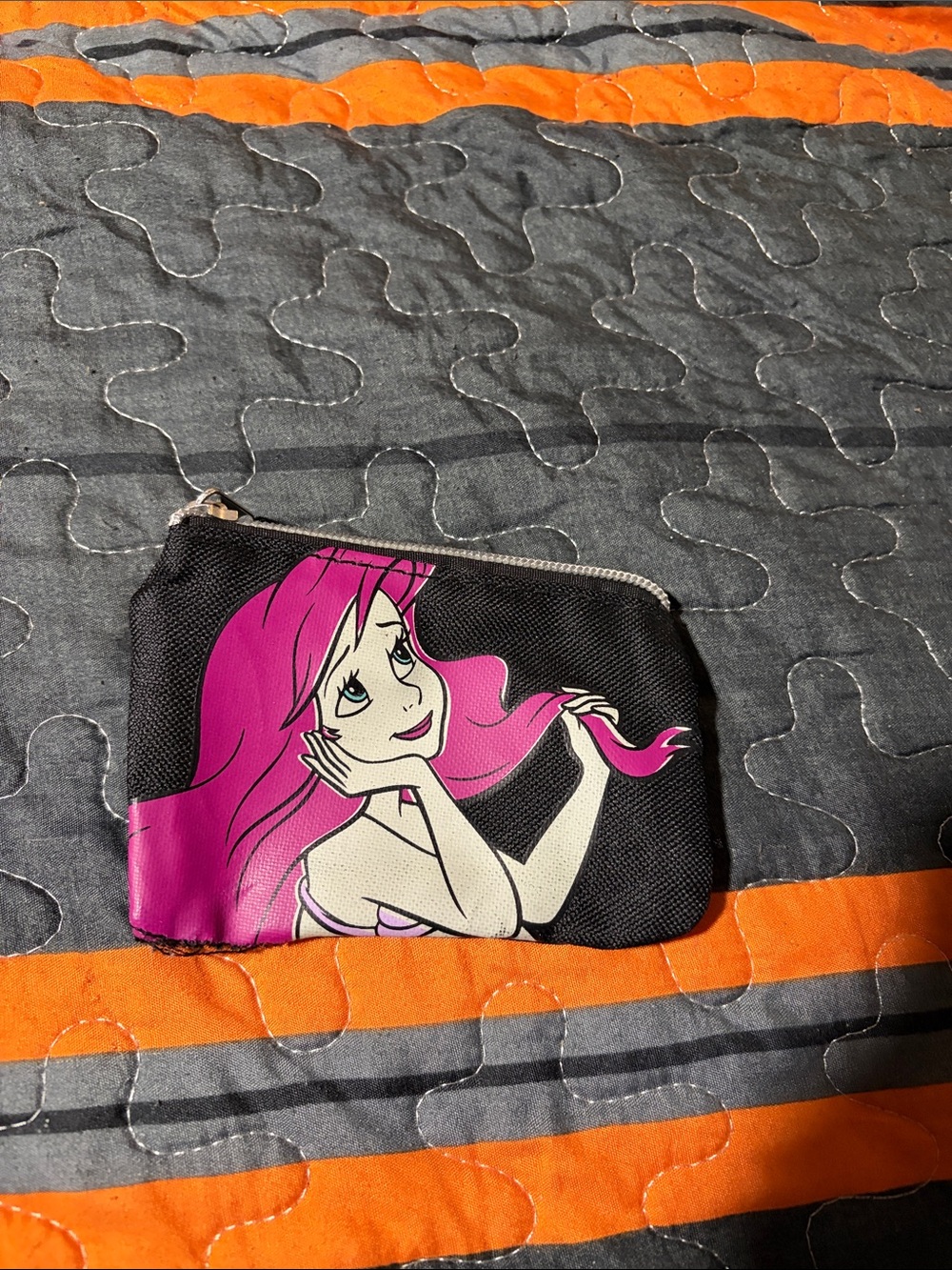 Disney Black Coin Pouch with Pink Ariel Graphic